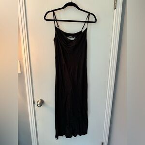 Anthropologie Black Slip Dress Cowl Neck Sleeveless